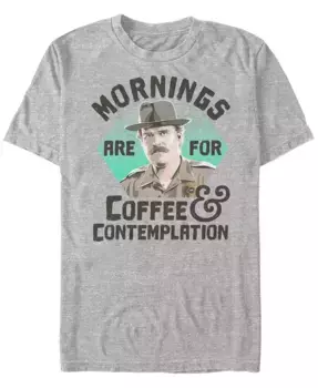 Мужская футболка с коротким рукавом Stranger Things Hopper Coffee Morning Fifth Sun, серый