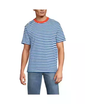 Мужская футболка с коротким рукавом Super-T Crew свободного кроя Lands' End, синий