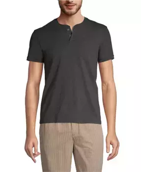 Мужская футболка с коротким рукавом Super-T Henley Lands' End, черный