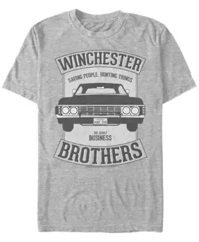 Мужская футболка с коротким рукавом Supernatural Winchester Car Crest Fifth Sun, серый