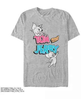 Мужская футболка с коротким рукавом Tom Jerry Pattern Logo W White Characters Fifth Sun, серый