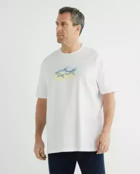 Мужская футболка с коротким рукавом триколор с логотипом больших размеров Paul & Shark, белый