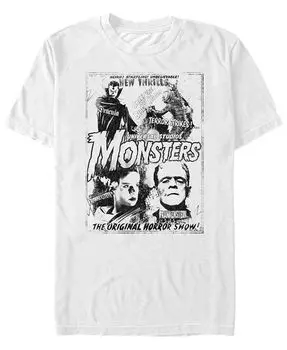 Мужская футболка с коротким рукавом Universal Monsters в винтажном стиле с принтом ужасов Fifth Sun, белый