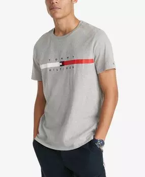 Мужская футболка с коротким рукавом в полоску с флагом Tommy Hilfiger, мульти