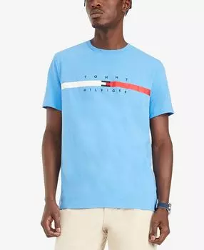Мужская футболка с коротким рукавом в полоску с флагом Tommy Hilfiger, мульти