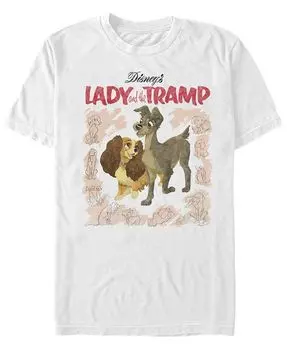 Мужская футболка с коротким рукавом в винтажном стиле Lady and the Tramp Fifth Sun, белый