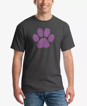 Мужская футболка с коротким рукавом xoxo dog paw word art LA Pop Art, темно-серый