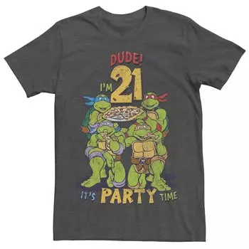 Мужская футболка с короткими рукавами «Черепашки-ниндзя» Dude I’m 21 It’s Party Time Licensed Character