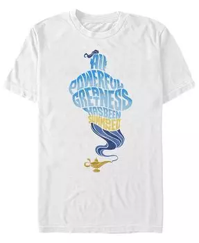 Мужская футболка с короткими рукавами Disney Aladdin Live Action All Powerful Greatness Word Stack Fifth Sun, белый