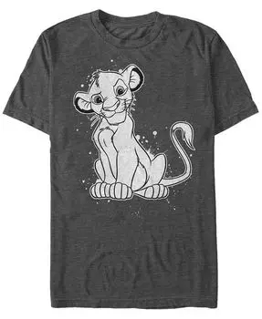 Мужская футболка с короткими рукавами Disney King Lion King Simba Smirk Paint Splatter Fifth Sun, серый