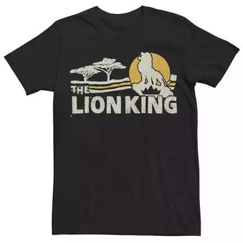 Мужская футболка с короткими рукавами Disney King Lion King Savannah Sunrise Scene Licensed Character, черный