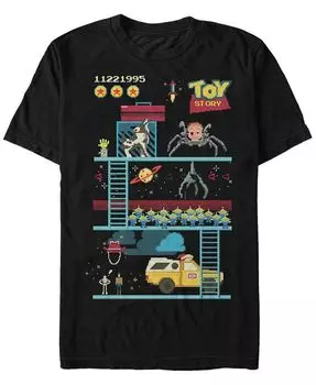 Мужская футболка с короткими рукавами Disney Pixar «История игрушек 8-битная сцена из видеоигры» Fifth Sun, черный