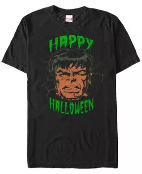 Мужская футболка с короткими рукавами «Халк» Marvel Happy Halloween и большим лицом Fifth Sun, черный