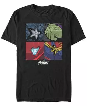 Мужская футболка с короткими рукавами и эмблемами героев Marvel Avengers Endgame в упаковке Fifth Sun, черный