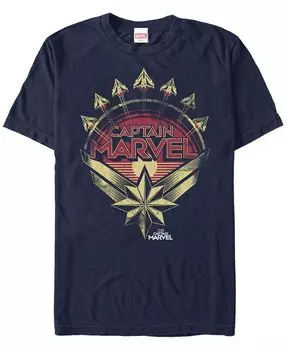 Мужская футболка с короткими рукавами и эмблемой Marvel Captain Marvel Vintage Planes And Emblem Fifth Sun, синий