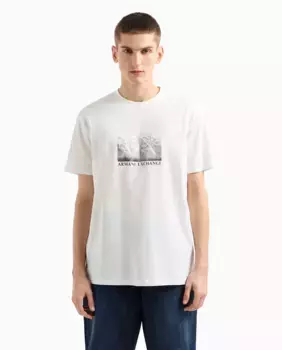 Мужская футболка с короткими рукавами и атласным принтом Armani Exchange, цвет Crudo