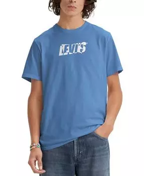 Мужская футболка с короткими рукавами и графическим логотипом с круглым вырезом Levi's, синий