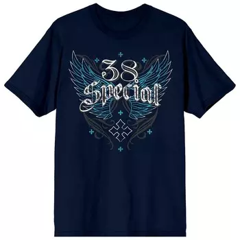 Мужская футболка с короткими рукавами и графическим логотипом 38 Special Winged Band Licensed Character, синий