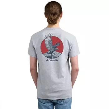 Мужская футболка с короткими рукавами и графическим принтом Columbia Americana Adventure, цвет Heather Gray Eagle
