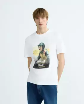 Мужская футболка с короткими рукавами и графическим принтом Стива Маккуина на груди Barbour International, белый