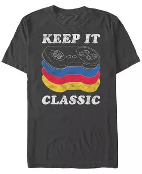 Мужская футболка с короткими рукавами и классическим контроллером Nintendo Snes Keep It Fifth Sun, серый