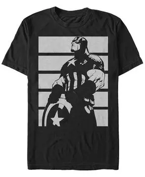 Мужская футболка с короткими рукавами и контрастным портретом Marvel Капитан Америка Fifth Sun, черный