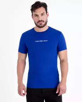 Мужская футболка с короткими рукавами и контрастным логотипом Calvin Klein Jeans, синий