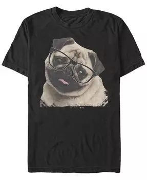 Мужская футболка с короткими рукавами и круглым вырезом Pug Nerd Fifth Sun, черный
