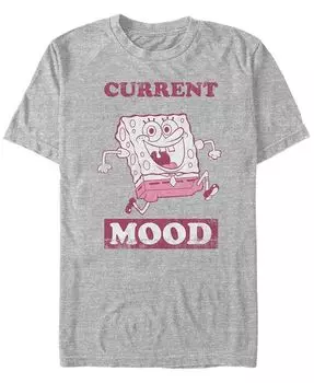 Мужская футболка с короткими рукавами и круглым вырезом SpongeBob Mood Fifth Sun, серый