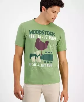 Мужская футболка с короткими рукавами и круглым вырезом с рисунком Woodstock Sun + Stone, зеленый