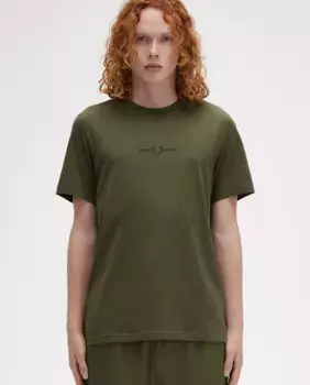 Мужская футболка с короткими рукавами и круглым вырезом Fred Perry, цвет Kaki