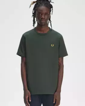 Мужская футболка с короткими рукавами и круглым вырезом Fred Perry, темно-зеленый