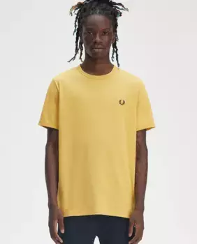 Мужская футболка с короткими рукавами и круглым вырезом Fred Perry, жёлтый