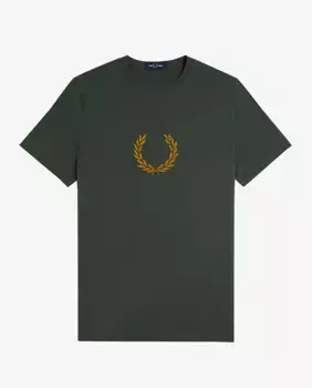 Мужская футболка с короткими рукавами и круглым вырезом Fred Perry, темно-зеленый