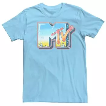 Мужская футболка с короткими рукавами и логотипом MTV Vintage с аэрографом для курящих Licensed Character, светло-синий