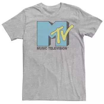 Мужская футболка с короткими рукавами и логотипом MTV бирюзового поп-цвета Licensed Character