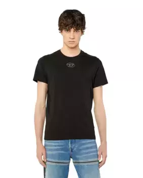 Мужская футболка с короткими рукавами и логотипом на груди Diesel, черный