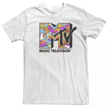 Мужская футболка с короткими рукавами и логотипом MTV Old School Supplies в стиле ретро Licensed Character, белый