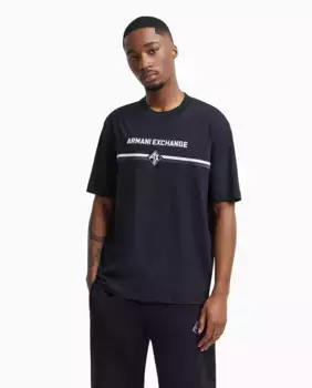 Мужская футболка с короткими рукавами и логотипом Armani Exchange, тёмно-синий