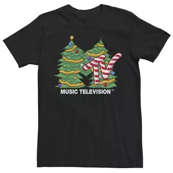 Мужская футболка с короткими рукавами и логотипом MTV Christmas Tree Candy Cane Licensed Character