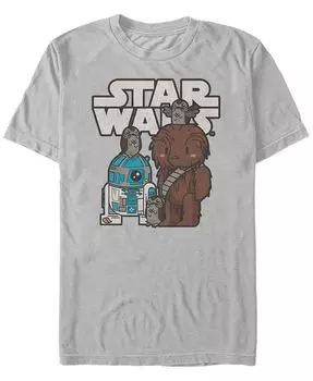 Мужская футболка с короткими рукавами и милым рисунком Chewie R2-D2 Porg Friends «Звездные войны» Fifth Sun, серебро
