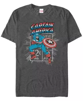 Мужская футболка с короткими рукавами и печатью Капитана Америки из коллекции комиксов Marvel Fifth Sun, серый