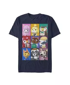 Мужская футболка с короткими рукавами и плакатом в стиле фолк-ежегодника Nintendo Animal Crossing Towns Fifth Sun, синий