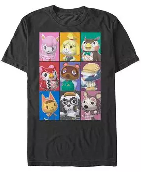 Мужская футболка с короткими рукавами и плакатом в стиле фолк-ежегодника Nintendo Animal Crossing Towns Fifth Sun, черный