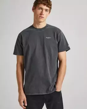 Мужская футболка с короткими рукавами и принтом логотипа Pepe Jeans, черный