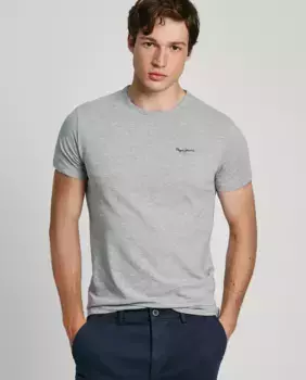 Мужская футболка с короткими рукавами и принтом логотипа Pepe Jeans, серый