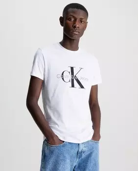 Мужская футболка с короткими рукавами и принтом Calvin Klein Jeans, белый
