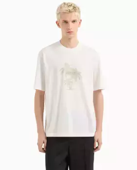 Мужская футболка с короткими рукавами и принтом пальмы Armani Exchange, цвет Crudo
