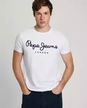 Мужская футболка с короткими рукавами и принтом логотипа Pepe Jeans, белый