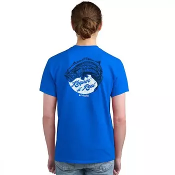 Мужская футболка с короткими рукавами и рисунком Columbia PFG, цвет Blue Fish